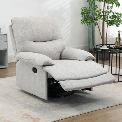 HOMCOM Relaxsessel mit Liegefunktion, Fußstütze, bis 160 kg, 89x98x101cm, Hellgrau