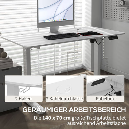Vinsetto Stehpult höhenverstellbarer Computertisch Schreibtisch, 140 cm x 70 cm x 116 cm, Weiß