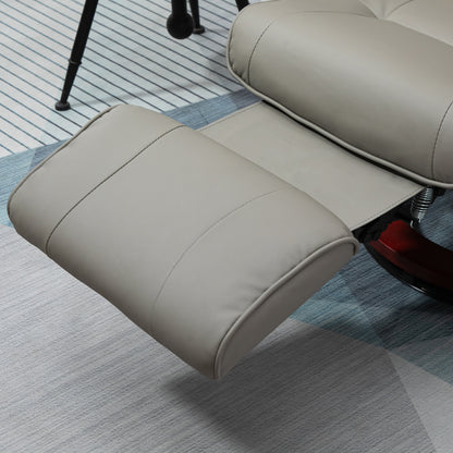 HOMCOM Relaxsessel Fernsehsessel Liegesessel Kunstleder 360° Drehstuhl 145° neigbar Grau 78 x 87 x 100 cm