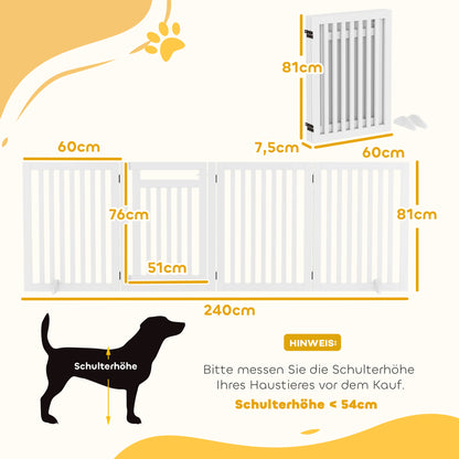 PawHut Haustiergitter, Treppenschutzgitter, Schutzgitter, 4 Teile, faltbar, Weiß