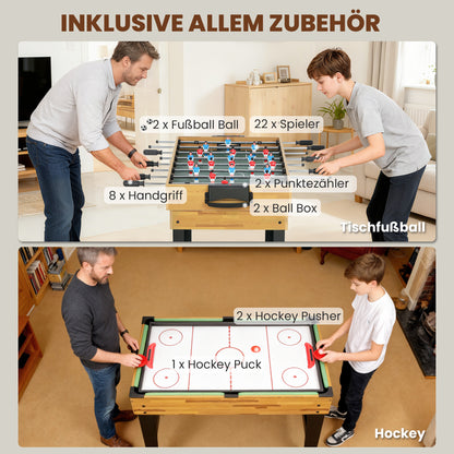 SPORTNOW 13-in-1 Spieletisch, Tischfußball, Schach, Billard, Tischtennis und mehr, MDF, Kunststoff, Walnuss