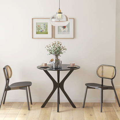 HOMCOM Esstisch Küchentisch Runder Tisch, Modernes Design, 78 cm x 78 cm x 75 cm, Schwarz