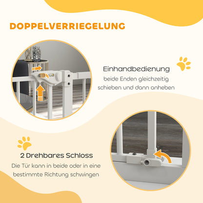 PawHut Türschutzgitter für Hunde, Absperrgitter, Schutzgitter für Haustiere, Metall, Kunststoff, ,74-80/87-94 cm, Weiß