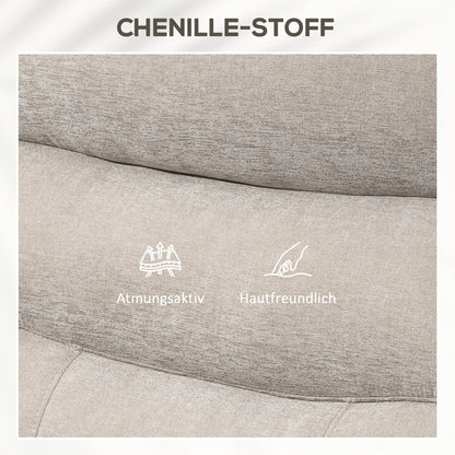 HOMCOM Massagesessel mit Aufstehfunktion, 8 Vibrationsmassagepunkte, Elektrischer Polstersessel mit 2 Fernbedienungen Hellbraun