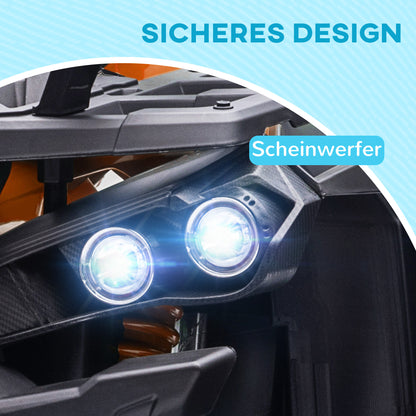 HOMCOM 12V Kinderfahrzeug mit Vorwärts-, Rückwärtsfunktion, MP3-Musikplayer, Scheinwerfer, 3-8 km/h, 3-5 Jahre, Orange