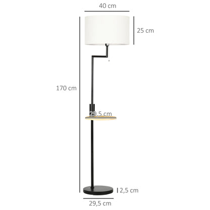 HOMCOM Stehleuchte inkl. Regal, Standleuchte, Kettenzug, E 27, 40 W, Bambus, Natur + Schwarz