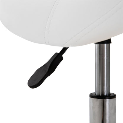 HOMCOM Rollhocker höhenverstellbar Drehhocker 49-61 cm Arbeitshocker drehbar Sattelhocker für Büro Salon Massage Spa Weiß