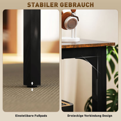 HOMCOM Schreibtisch, Computertisch, rustikales Design, viel Platz, Spanplatte, Braun