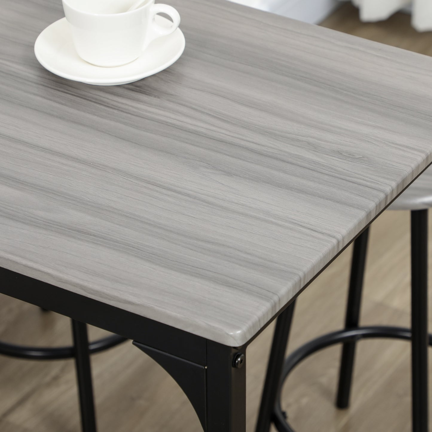 HOMCOM Bargarnitur, 5-teilig, Tisch & 4 Hocker, Industrie-Design, kompakt, rustikal