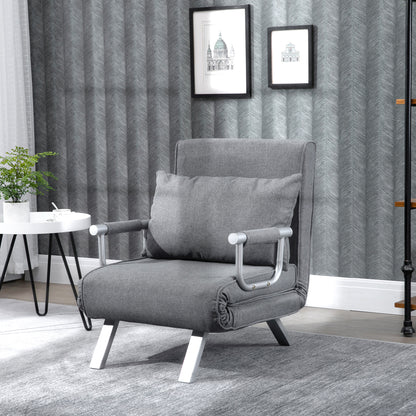 HOMCOM Relaxsessel Liegesessel Sessel, Liegefunktion, Gästebett, 65 cm x 69 cm x 80 cm, Grau