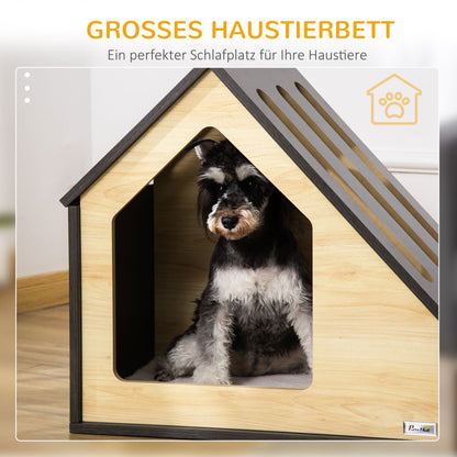 Pawhut Hundehütte Indoor Hundehöhle mit Kissen Hundehaus Hundehöhle mit schrägem Dach Katzenhaus für kleine Hunde bis 8 كجم 60 × 40 × 59,2 سم، براون