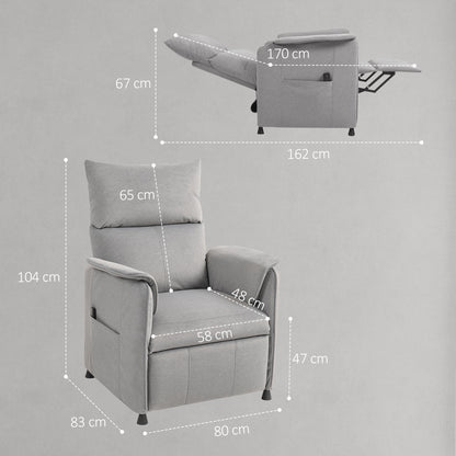 HOMCOM Relaxsessel mit leisem Motor, Polstersessel mit robusten Stoffbezug, Memory-Funktion, anpassbare Fußstütze, Grau