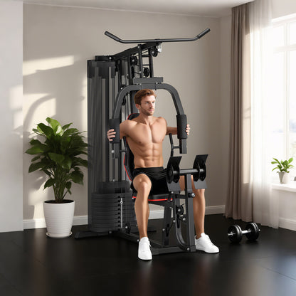 SPORTNOW Heim-Fitnessstation mit 45 kg Gewichtsblöcken, Hochseilzug, Bruststation, Beinpresse für vielseitiges Training