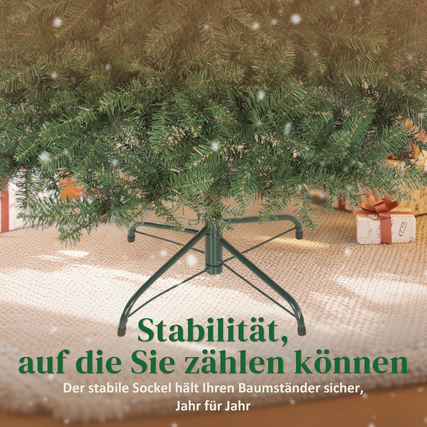 HOMCOM Künstlicher Weihnachtsbaum, 150 cm, klappbare Äste, Metallständer, vielseitig, Grün