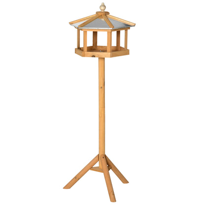 PawHut Vogelhaus mit Ständer wetterfestes Vogelfutterhaus mit wetterfestem Zinkdach Futterhaus aus Holz für Wildvögel 40 x 40 x 113 cm Gelb