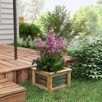 Outsunny Hochbeet, selbstentwässernd, offener Boden, Metall+Holz, 45 x 45 x 30cm