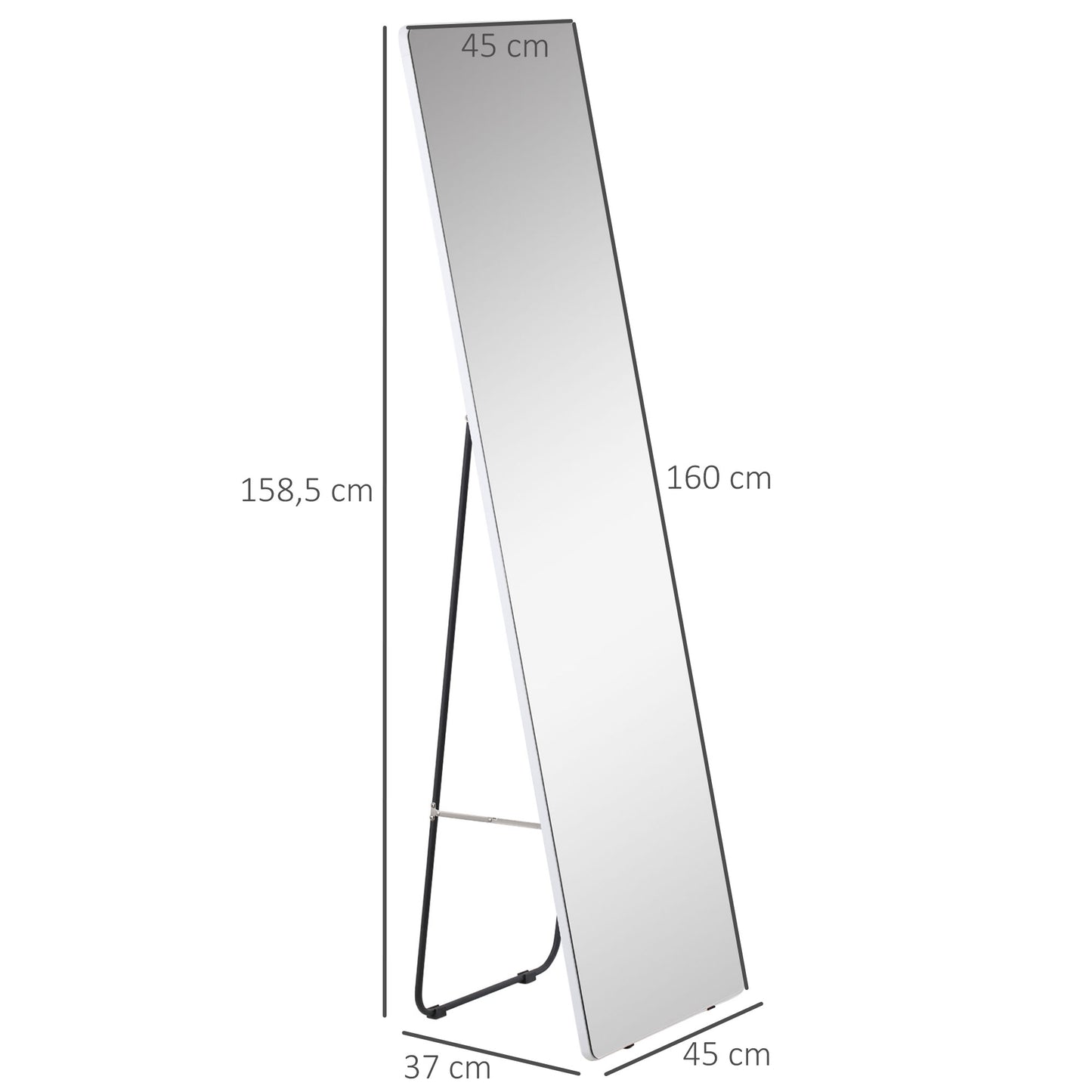HOMCOM Standspiegel Wandspiegel Ganzkörperspiegel, Aluminium, 45 cm x 37 cm x 158,5 cm, Silber