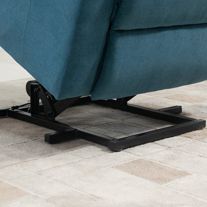 HOMCOM Fernsehsessel mit Aufstehhilfe Elektrisch Relaxsessel mit Liegefunktion, TV-Sessel mit Fernbedienung Seitentasche Taschenfederkern Leinenoptik Blau