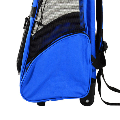 Pawhut Hundetransporttasche, Haustierrucksack, 2-in-1-Design, ausziehbarer Griff, Seitentaschen, Blau, 42 x 25 x 55cm