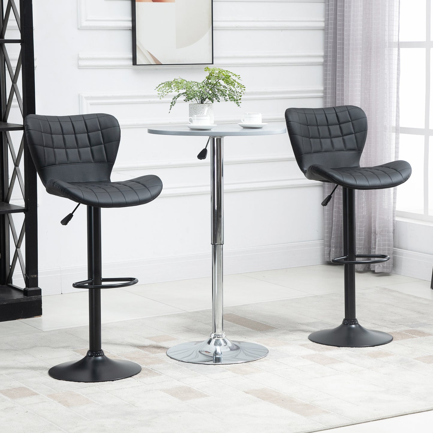 HOMCOM 2-er-Set Barhocker Retrodesign 47 cm x 51,5 cm x 89-109 cm Schwarz