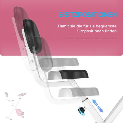 HOMCOM Heimtrainer Fahrradtrainer klappbar Magnetisch Hometrainer Fahrrad mit LCD Monitor, 8 stufig einstellbarem Magnetwiderstand, Platzsparend Fitnessbikes für Zuhause Rosa+Weiß