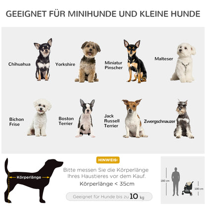 PawHut Haustierbuggy Hundebuggy, klappbar, mit Regenschutz, 2 Getränkehalter, Blau + Khaki