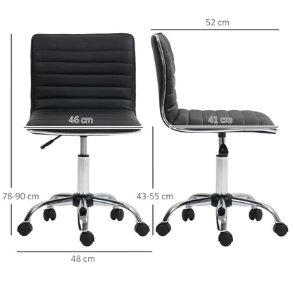 HOMCOM Höhenverstellbarer Salonstuhl mit Rückenlehne, Drehstuhl, Metall, Kunstleder, 48 x 52 x 78-90 cm, Schwarz