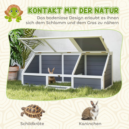 PawHut Schildkrötenbox, Outdoor Schildkrötengehege, bodenloses Design, leicht zu öffnen, Schildkrötenhaus, Hellgrau