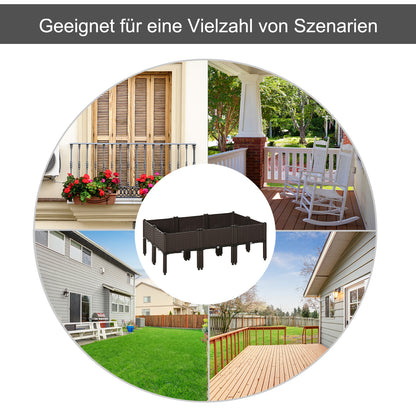 Outsunny Hochbeet 6-teiliger Pflanzkasten mit Abflusslöchern Rattan-Look Blumenkasten DIY Braun 40 x 40 x 44 cm