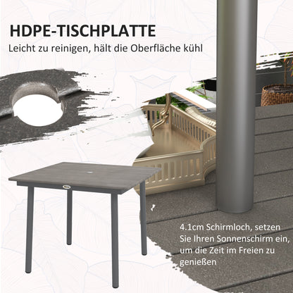 Outsunny Gartentisch Outdoor-Esstisch Loungetisch, wetterbeständig, modernes Design, 90 x 90 x 75 cm, Dunkelgrau