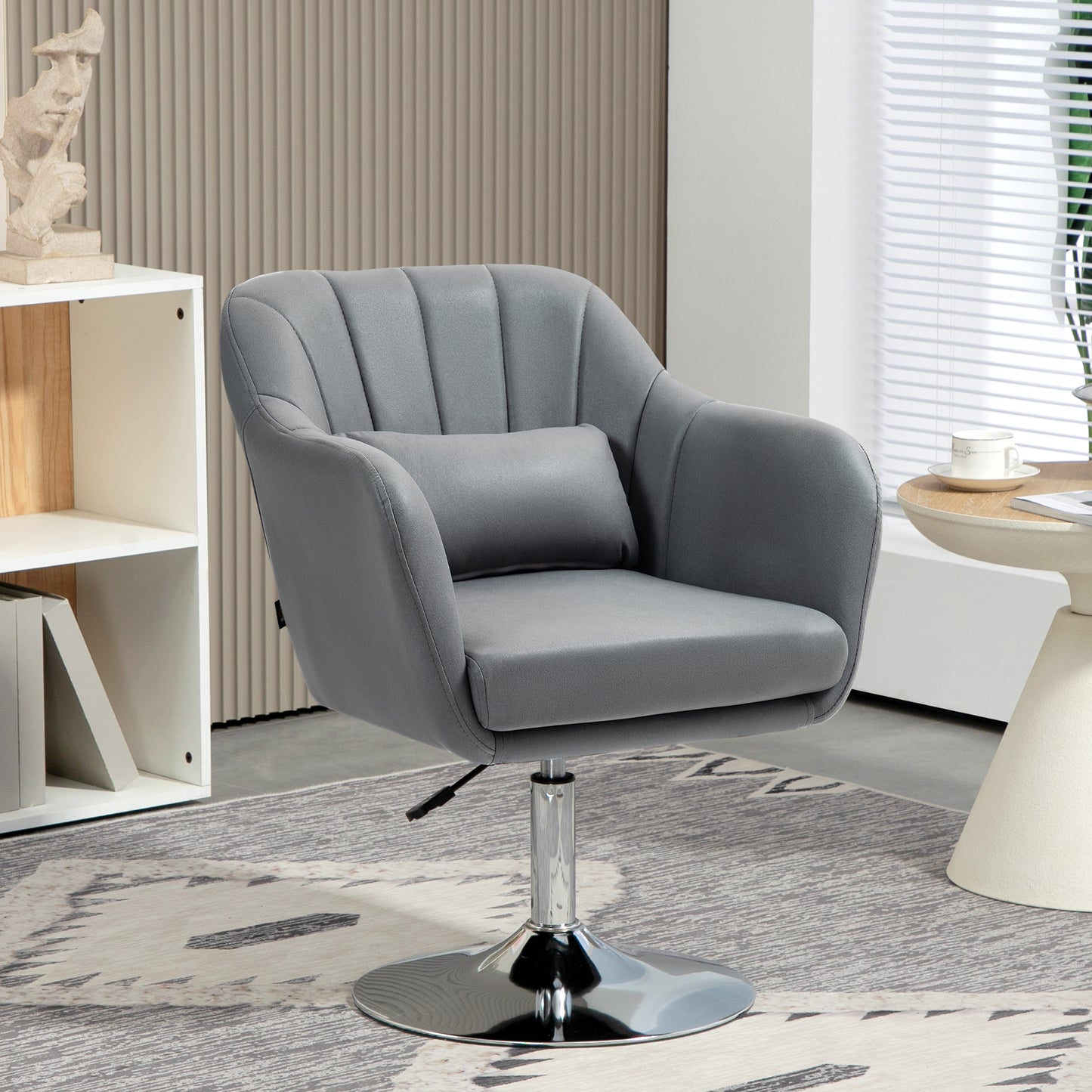 HOMCOM Drehstuhl, höhenverstellbarer Bürostuhl، بوليستر، معدني، 60 × 60 × 79-91 سم، Dunkelgrau