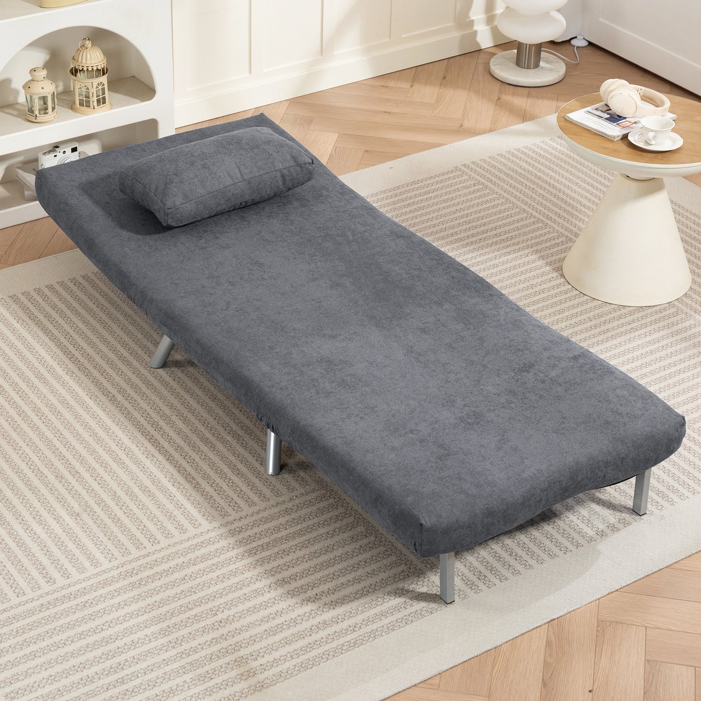 HOMCOM Polstersessel mit Bettfunktion، 3-in-1 Design، Schlafsessel، Gästebett، Stoffbezug، mit Kissen، Dunkelgrau
