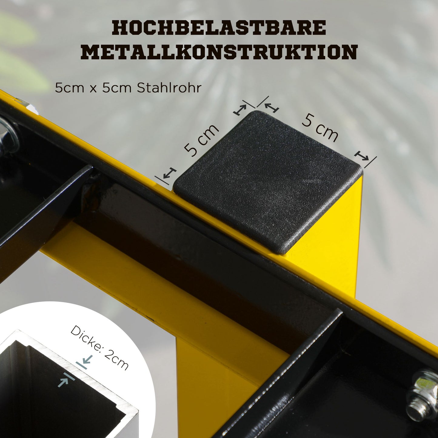 SPORTNOW Hantelablage für Kurzhanteln, bis 270 kg, 2 Ablagen, Stahlrahmen, gelb, 92,5 x 50,5 x 80,5 cm