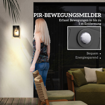 Outsunny Garten-Solarlicht Außenleuchte Solarlampe, wetterbeständig, Bewegungssensor, 14 cm x 24 cm x 24 cm, Schwarz