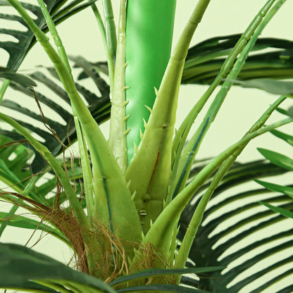HOMCOM Künstliche Palme, 1,6 m, realistische Zweige, Dekorationspflanze, Kunststoff, mit Topf, Braun+Grün