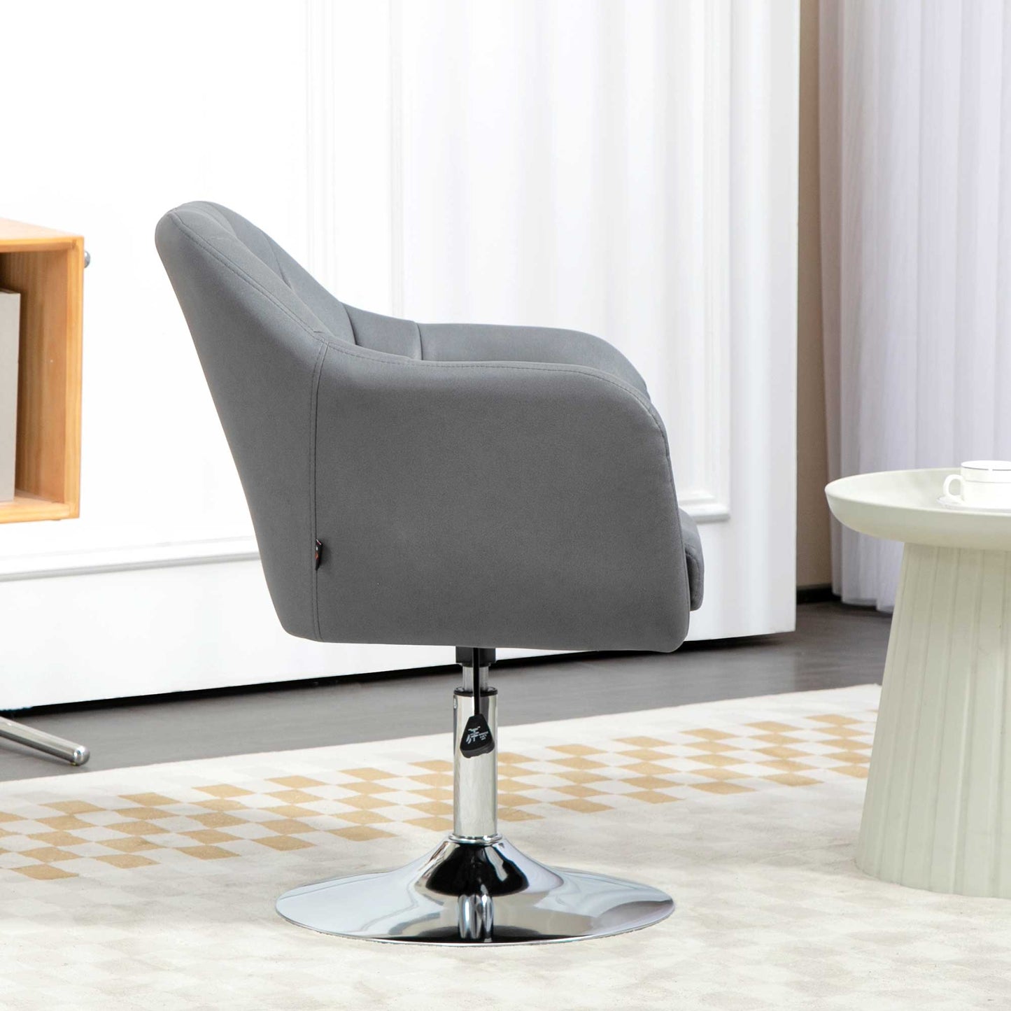 HOMCOM Drehstuhl, höhenverstellbarer Bürostuhl، بوليستر، معدني، 60 × 60 × 79-91 سم، Dunkelgrau