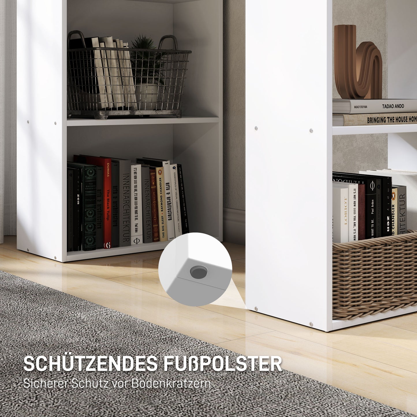 HOMCOM Schreibtisch Bürotisch Computertisch, 2 Regale, 5 Regalböden, 120 cm x 55 cm x 120 cm, Weiß