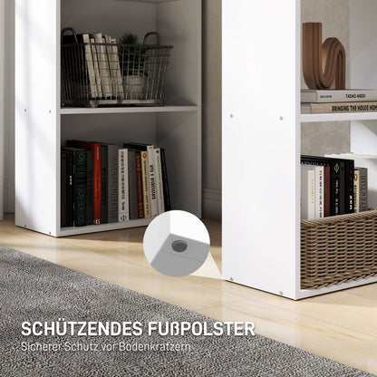 HOMCOM Schreibtisch Bürotisch Computertisch, 2 Regale, 5 Regalböden, 120 cm x 55 cm x 120 cm, Weiß