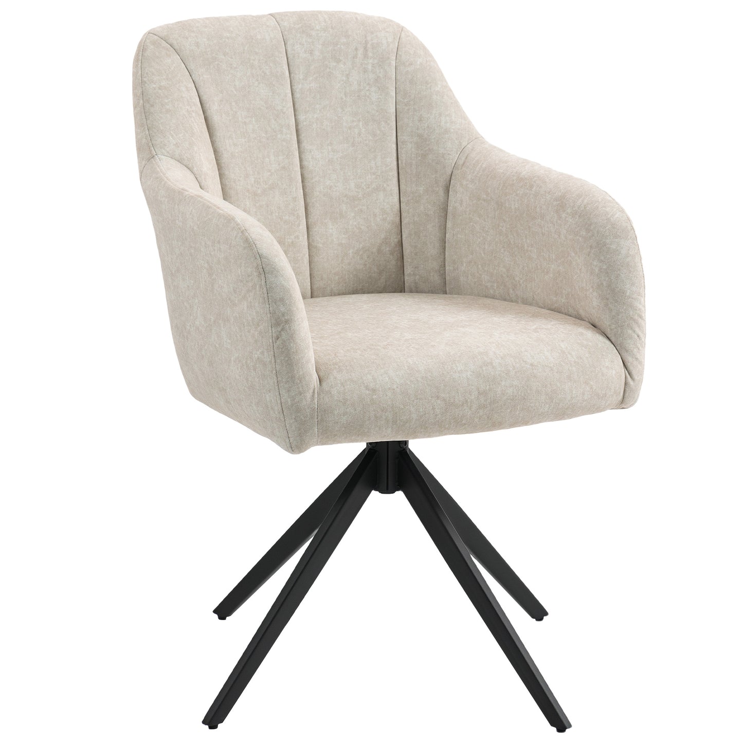 HOMCOM Drehbarer Akzentstuhl, Polsterstuhl mit Stoffbezug, Armlehnen, Stahlbeine, für Wohnzimmer, Schlafzimmer, Büro, Beige