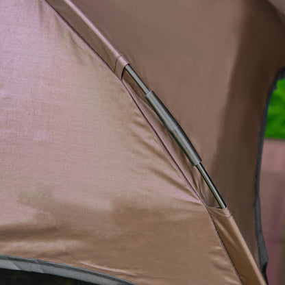 PawHut Erhöhtes Hundebett mit Baldachin, Haustierbett, Hundeliege outdoor mit Dach, Atmungsaktiv, Taftstoff für Camping Kaffee 76 x 61 x 73 cm