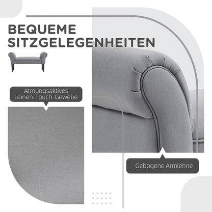 HOMCOM Sitzbank، Bettbank، Robust Bauweise، weiche Polsterung، 102x36x51 سم، Grau