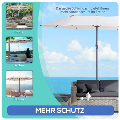Outsunny XXL Sonnenschirm mit Handkurbel wetterbeständig 455 سم × 270 سم × 240 سم ستال بوليستر بيج