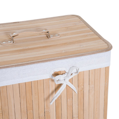 HOMCOM Wäschekorb schmal mit Deckel 72L Wäschesammler mit Griff، herausnehmbarer Wäschesack، Wäschebox for Washküche Schlafzimmer Badezimmer Natur