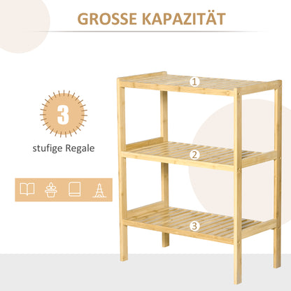 HOMCOM Regal Bambusregal 3 Regalböden، بامبوس 62 سم ​​× 33 سم × 80 سم، طبيعي