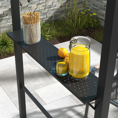 Outsunny Grillpavillon, 2 Seitenablagen, Haken, Stahlrahmen, 1,1 x 2,3m, Khaki