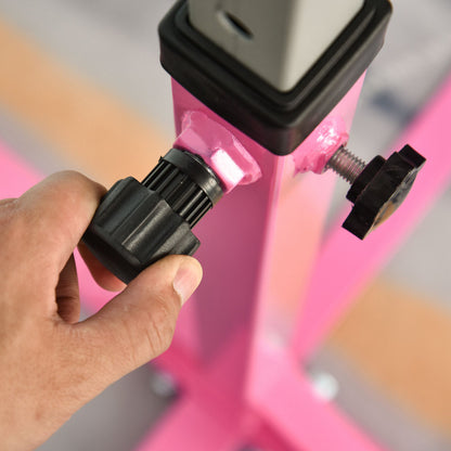 HOMCOM Gymnastik-Turnreck, 13-stufig höhenverstellbar Reckstange, Reck Turnstange aus Holz & stabile Stahlkonstruktion bis 75 kg belastbar, für 3+ Kinder, Indoor, Outdoor, Rosa