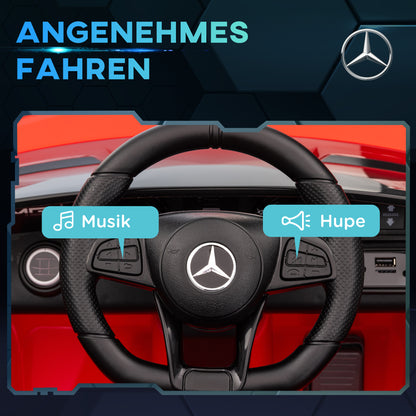 AIYAPLAY Elektro-Kinderauto، مرسيدس، 3-5 كم/ساعة، Fernbedienung، Licht &amp; Musik، Rot