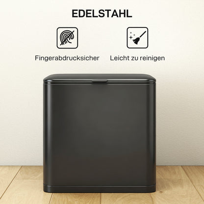 HOMCOM 8 L Mülleimer, freistehend oder hängend platzierbar, Edelstahl, Schwarz
