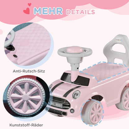 AIYAPLAY Rutschauto für Kinder, Kippschutz, Hupe, rutschfester Sitz, für 1,5-3 Jahre, bis 25 kg, Rosa