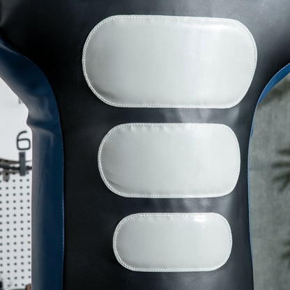 SPORTNOW Boxdummy, freistehend, höhenverstellbar, schwerer Standfuß, Kunstleder, schwarz+grau+blau, 55 x 55 x 178-207 cm